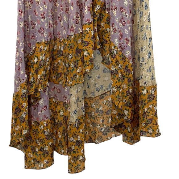 NWOT Zara Floral Patchwork High Low Ruffle Maxi Skirt - Picture 7 of 8